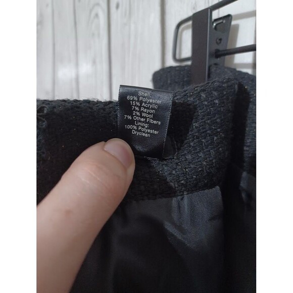 Pencil Skirt 6 Black Gold Specks Knee Length Office Dark Academia Whimsy Goth - Picture 8 of 8